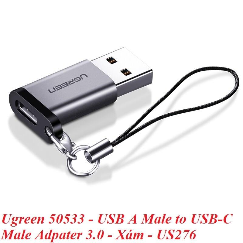 Ugreen UG50533US276TK Màu Xám Đầu chuyển đổi USB 3.0 dương sang TYPE C âm - HÀNG CHÍNH HÃNG