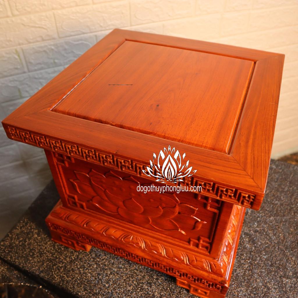 Đôn chân loa sen,Kỷ hoa sen,Đế vuông gỗ hương cao 30cm nhiều cỡ mặt 25,30,35 vuông