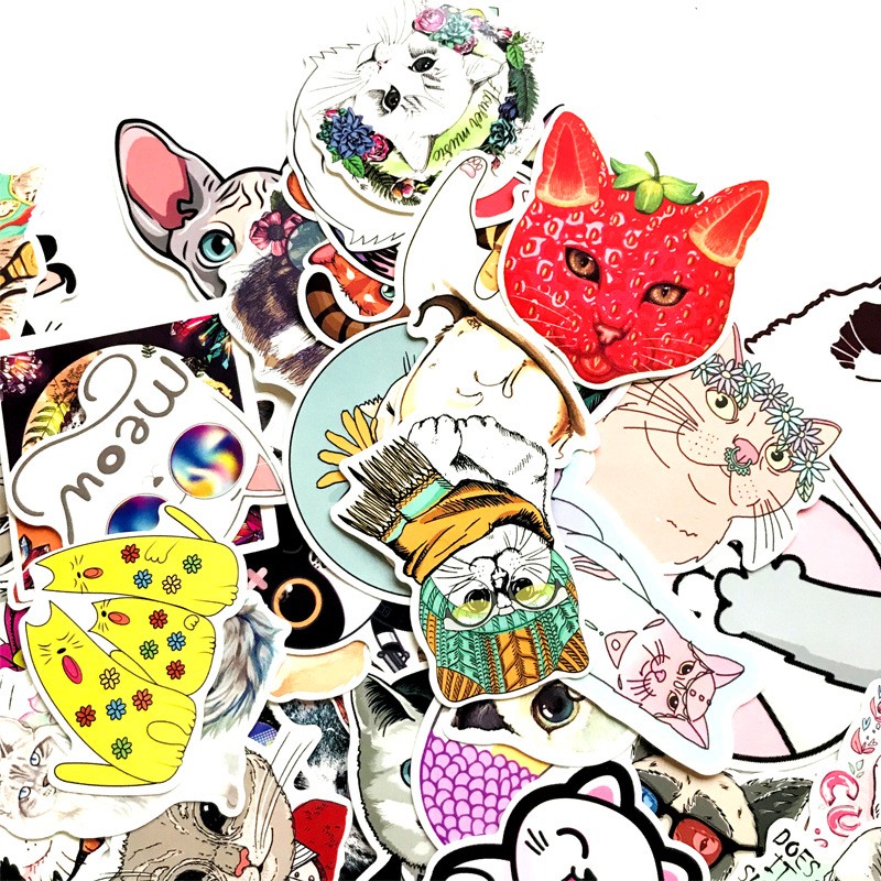 Sticker 50 miếng hình dán Cat collection - hàng nhập khẩu