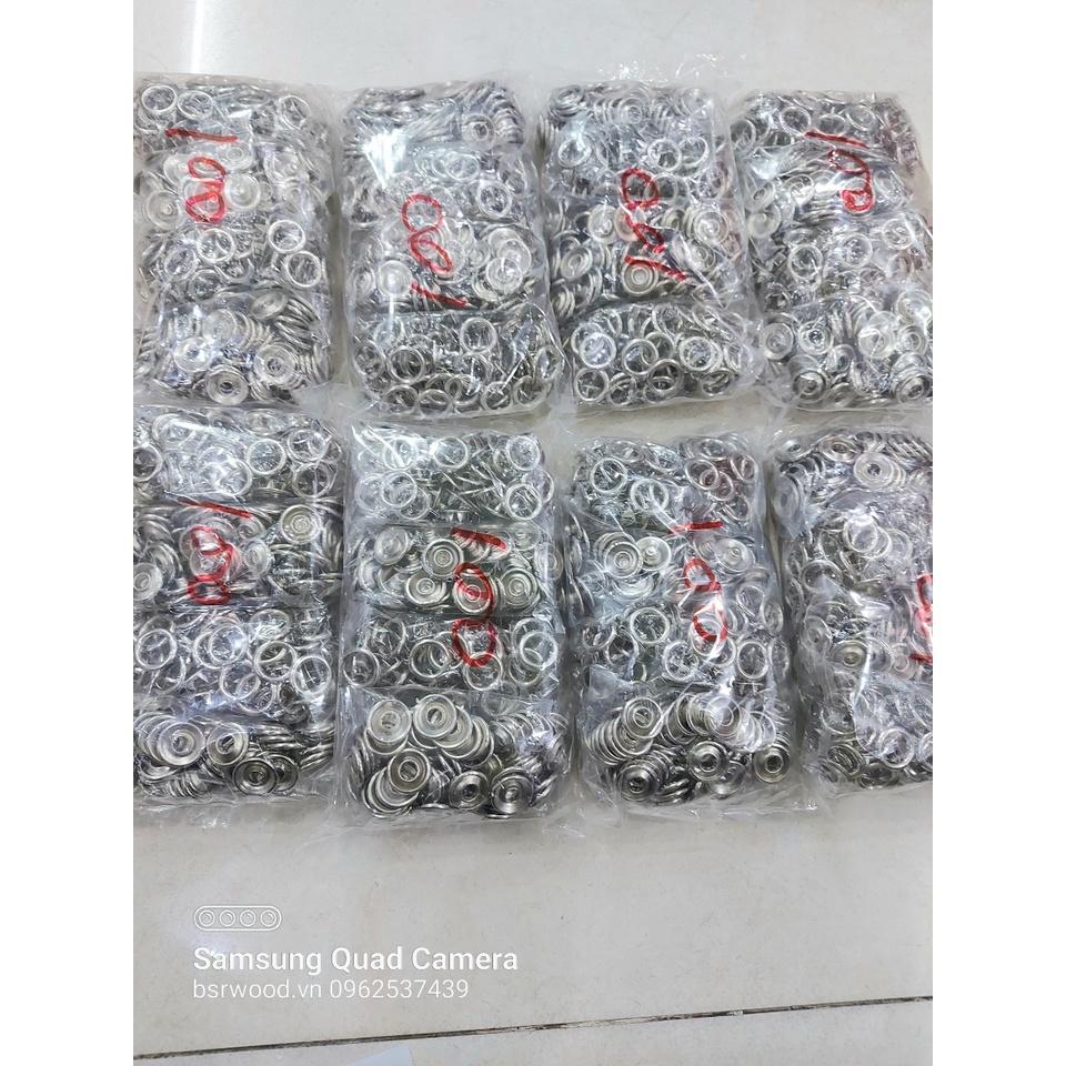 Nút bấm 5 chấu Cúc áo 4 thành phần Bằng thau không gỉ Màu bạc Size lớn 13mm, 15mm, 17mm, 20mm Bịch 10 bộ