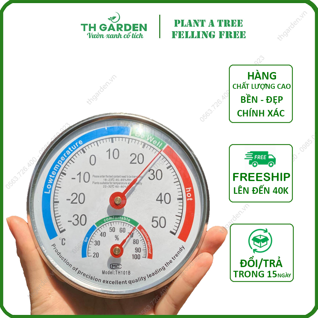 Nhiệt Ẩm Kế Cơ Học Thermometer TH101B TH Garden - Thiết Bị Chuyên Dụng Để Đo Độ Ẩm Và Nhiệt Độ - Hàng Chất Lượng Cao