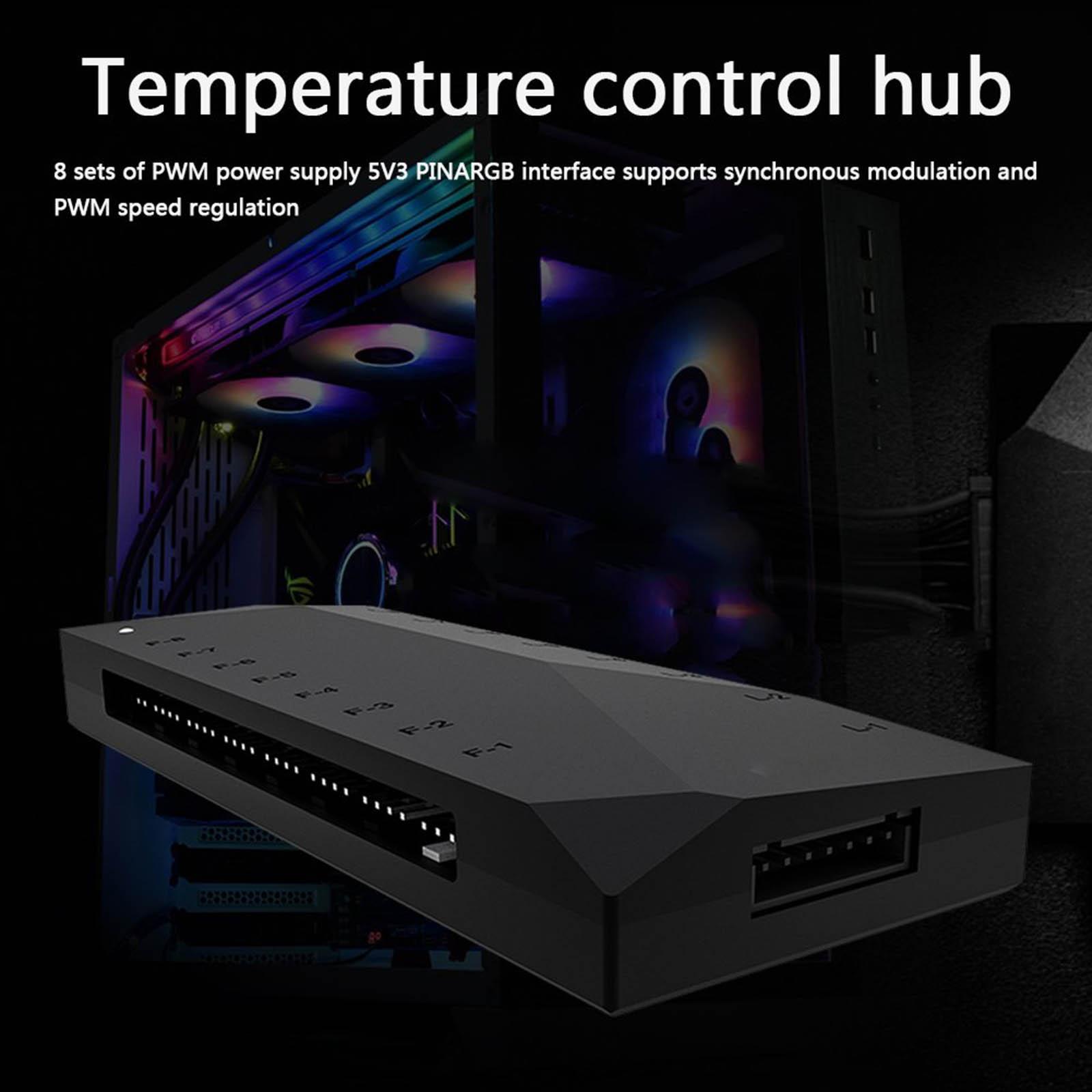 ARGB Hub PWM Fan Controller 5V 3Pin P.S.L Interface SATA Power Cable for PWM Speed Control