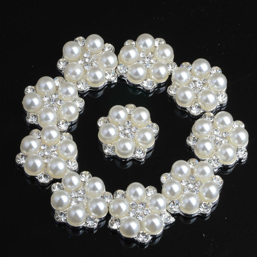 4-20pack 10 Pieces Flatback Embellishment Buttons Pear Flower Wedding