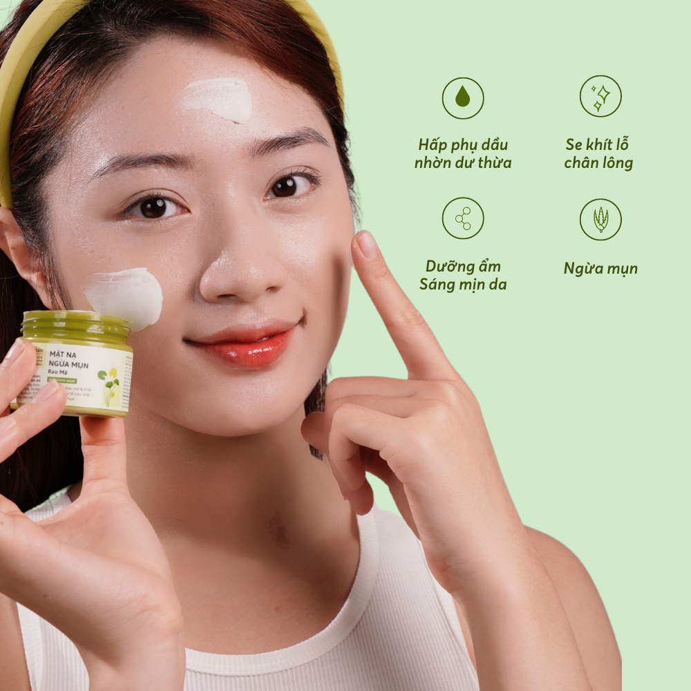 Mặt Nạ Đất Sét Rau Má Cỏ Mềm 60g