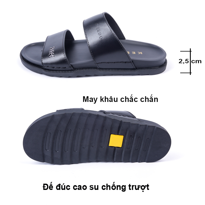 Dép 2 Quai Ngang cao cấp KEEDO BH00505 da bò thật siêu bền