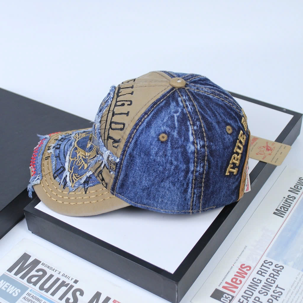 Nón nam, mũ lưỡi trai Ông Địa Religion phối vải jeans form đẹp thời trang đường phố