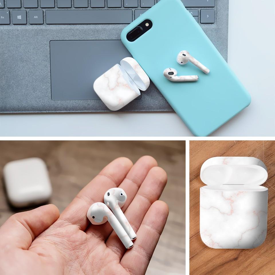 Miếng dán skin cho AirPods in hình đá hồng - dah003 (AirPods ,1 2, Pro, TWS, i12)