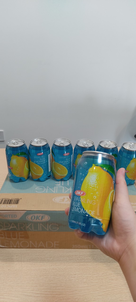Nước chanh giải khát có ga màu xanh OKF HÀN QUỐC x 24 lon 350ml