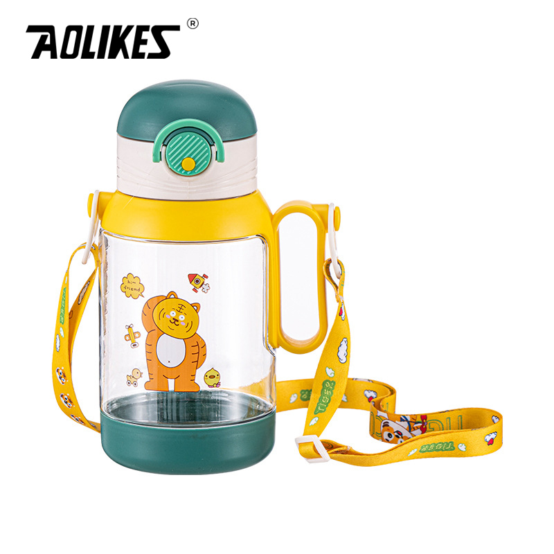 Bình Nước Nhựa Hình Hoạt Hình Dễ Thương AOLIKES TY907 - Dung Tích 500ml - Có Quai Đeo &amp; Ống Hút