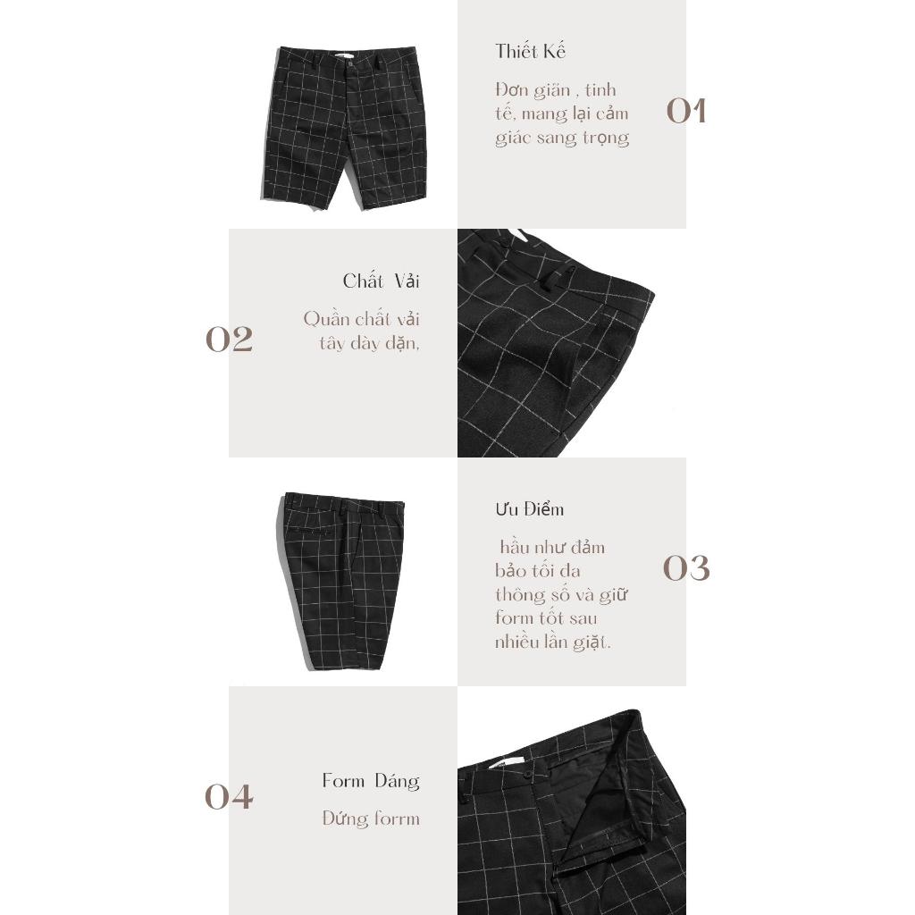 Quần Short Kate Cotton Nam BY COTTON Checked Black Trouers