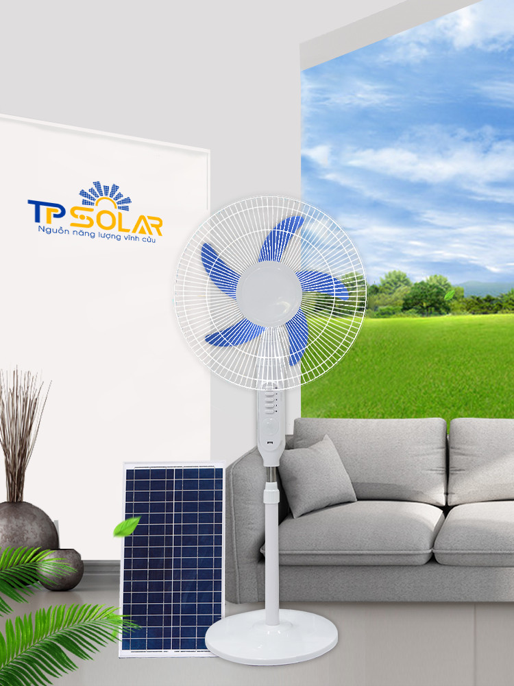 Quạt Tích Điện Năng Lượng Mặt Trời Đa Năng TP Solar  25W TP-F01 Hàng Chính Hãng, Tiết Kiệm Điện, Sạc Pin Cho Điện Thoại