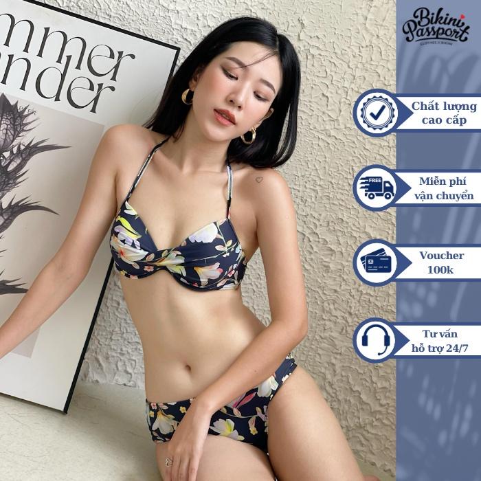 Đồ bơi nữ BIKINI PASSPORT kiểu hai mảnh quần đan dây - Đen - BS093_BL