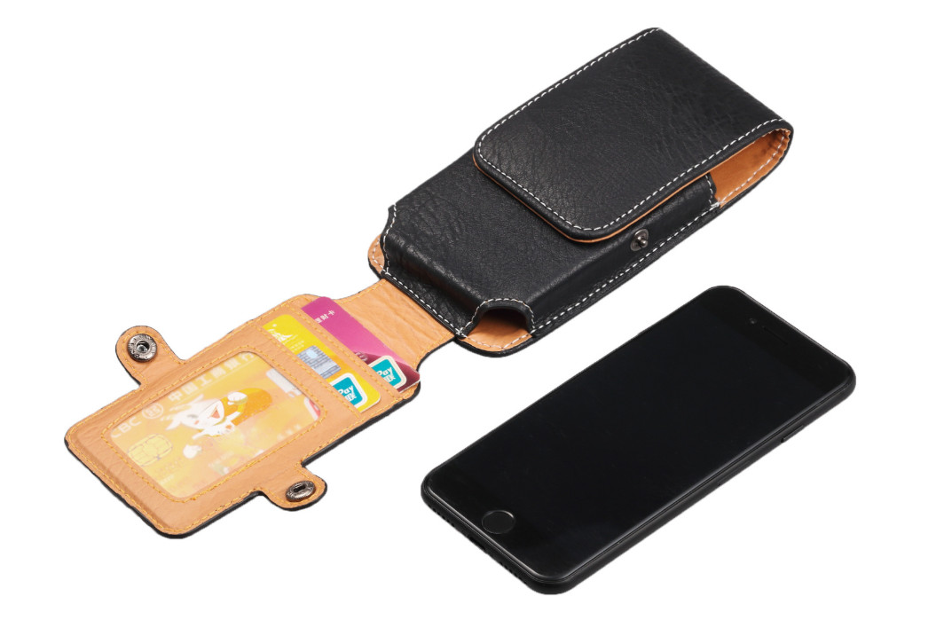 Bao Da Đeo Thắt Lưng Để 2 Điện Thoại Vintage Màu Đen