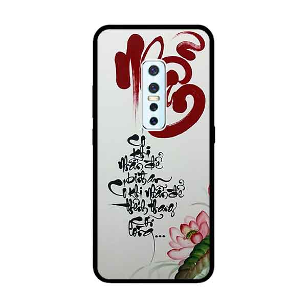 Ốp Lưng in cho Vivo V17 Pro Mẫu Thư Pháp NHẪN Nền Vàng - Hàng Chính Hãng