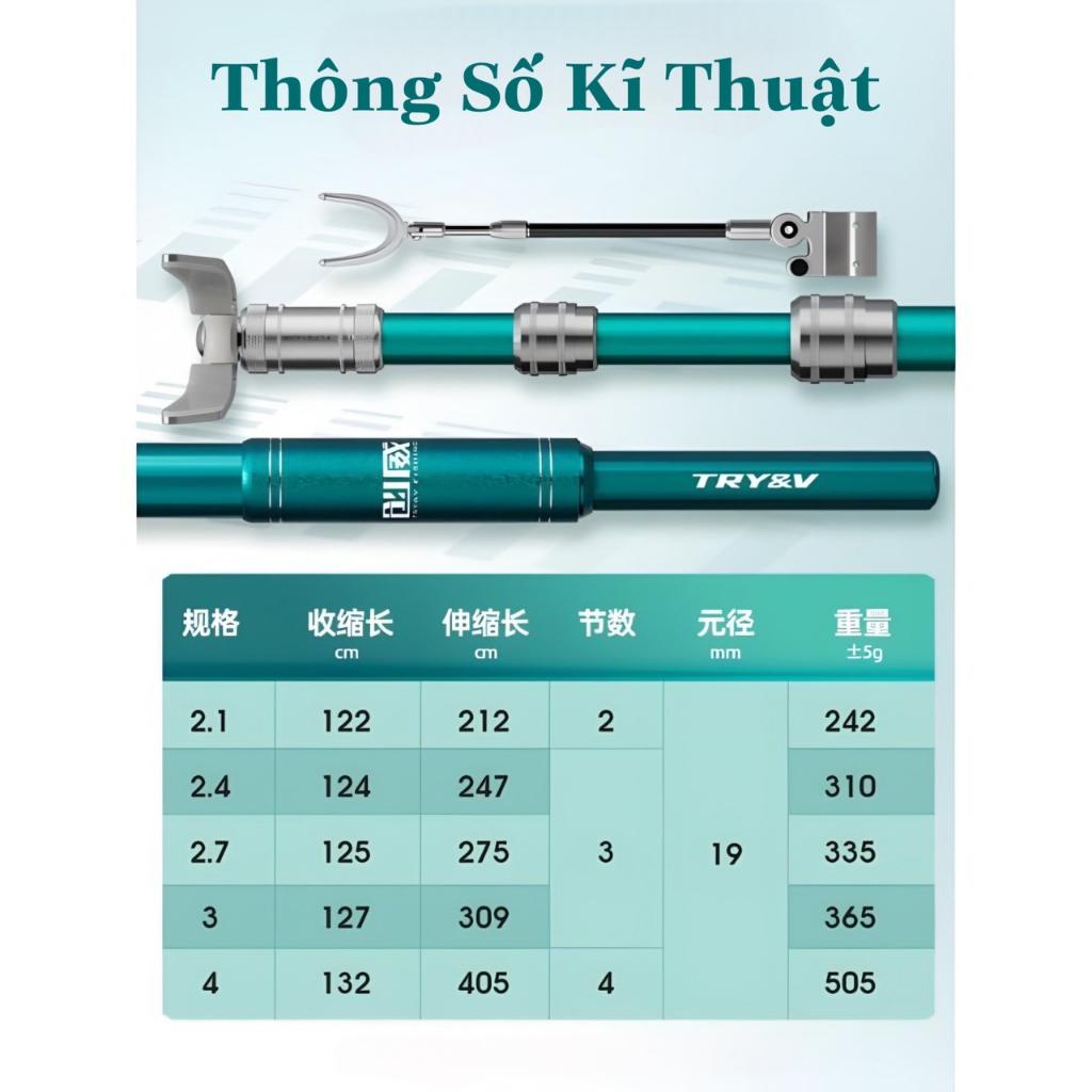 Gác cần săn hàng ChuangWei Try&V cao cấp chất liệu Carbon 5 lớp 36t , mối nối kim loại siêu khỏe - Chồng cần săn hàng