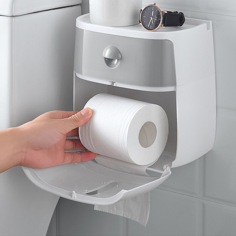 Hộp đựng giấy vệ sinh kèm kệ để đồ HT SYS-COCO - 2 tầng cao cấp có ngăn kéo thông minh