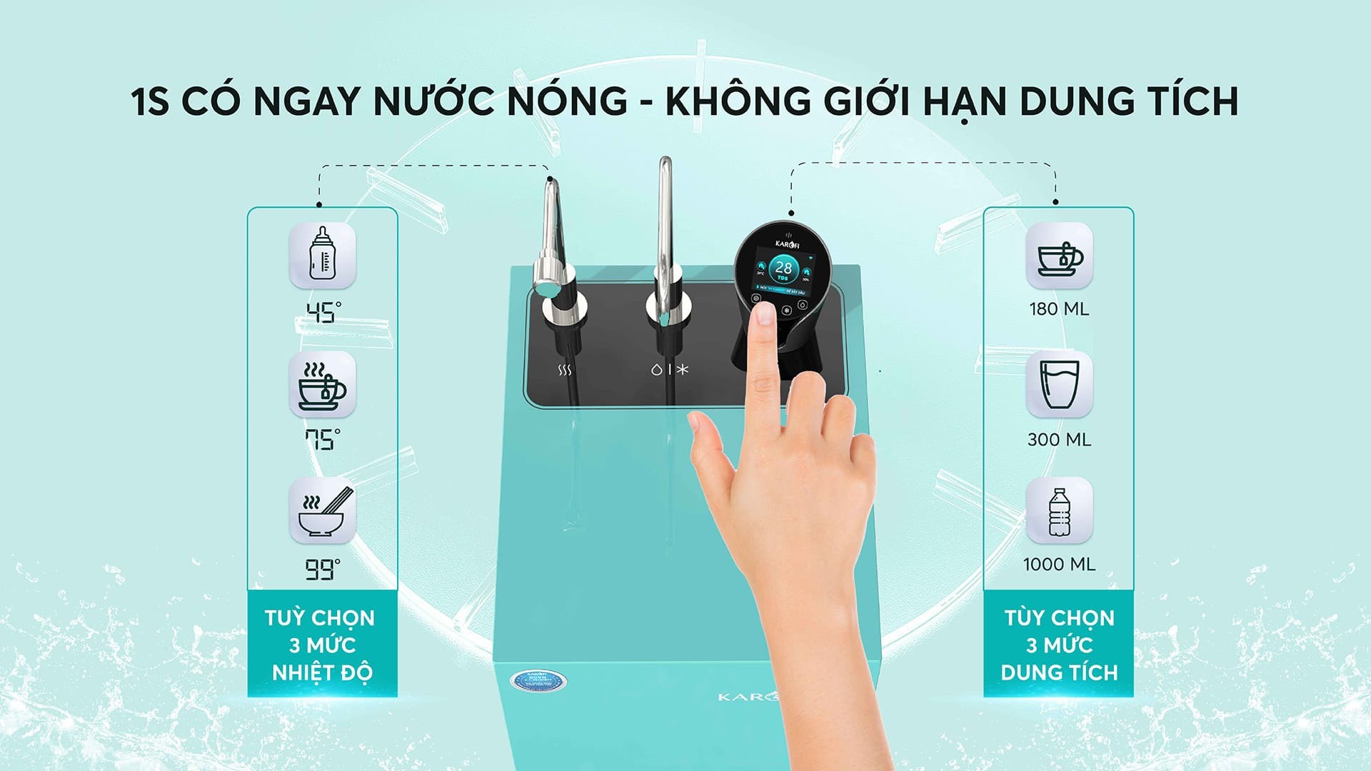 Máy lọc nước nóng lạnh Karofi KAD-N91 10 lõi Smax hàng chính hãng