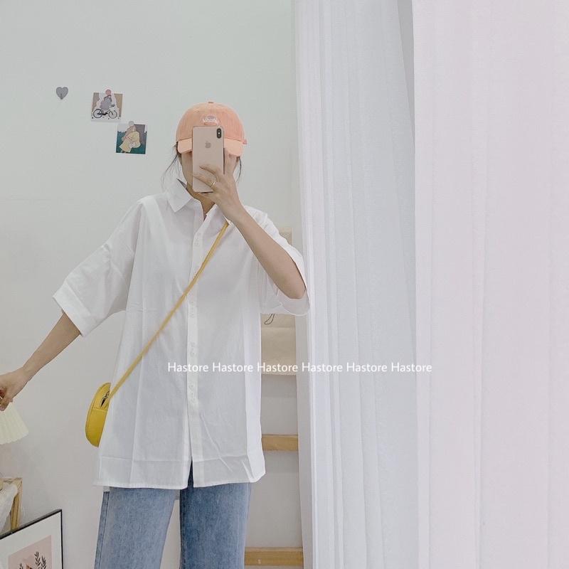 Sơ mi thô cộc tay 16 cúc oversize
