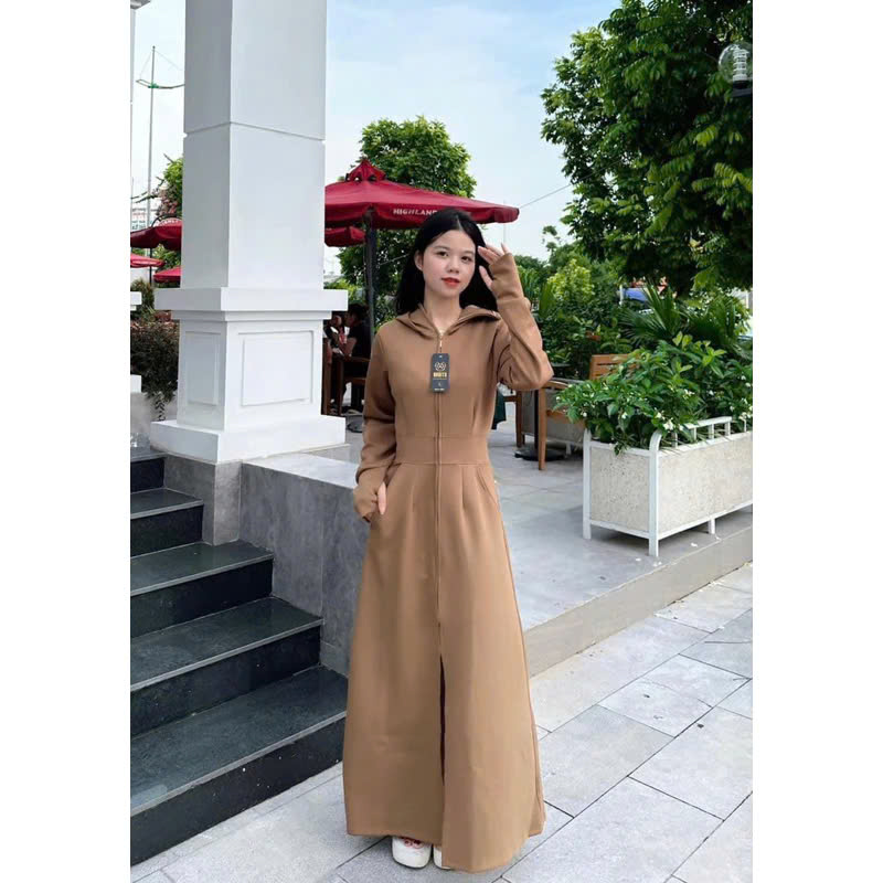 Áo khoác chống nắng nữ toàn thân 2 lớp cao cấp mũ trùm đầu tay xỏ ngón UPF50+ MÀU XÁM ĐẬM Size XL 53-66kg Vải Umi Cotton Co Dãn 4 Chiều Dày Dặn Làm Mát | Thời Trang | Đa Dụng