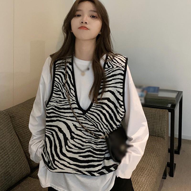 Áo Khoác Dệt Kim Không Tay Cổ Chữ V Phong Cách Retro Dành Cho Nữ