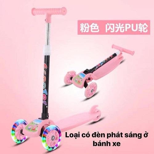 Xe scooter cho bé, Xe trượt trẻ em 3 bánh gấp gọn có đèn phát sáng, mẫu nhỏ nhất cho bé mới làm quen.