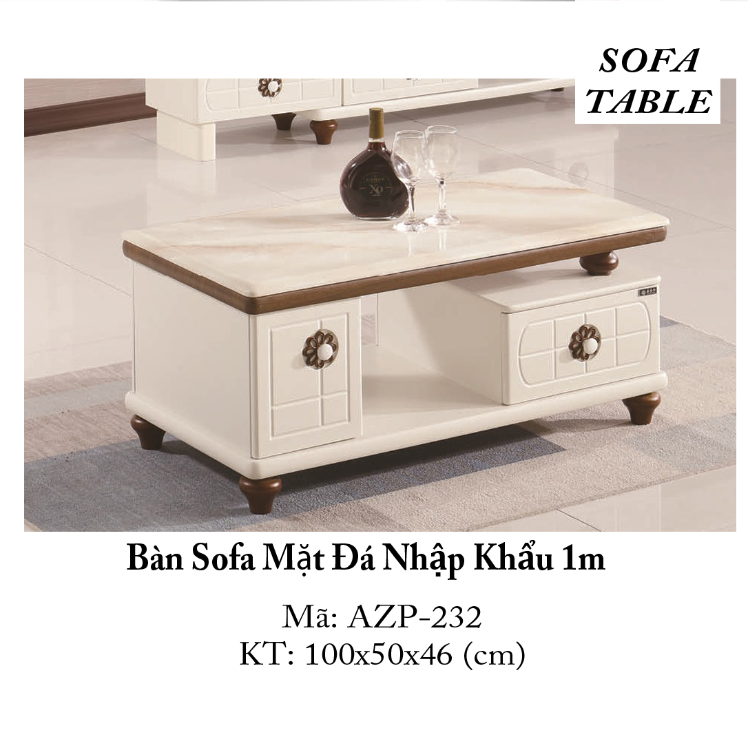 Bàn Sofa Mặt Đá Size 1.0m / 1 Ngăn Kéo / Dòng Cao Cấp - Hàng Nhập Khẩu AZP-T232-10