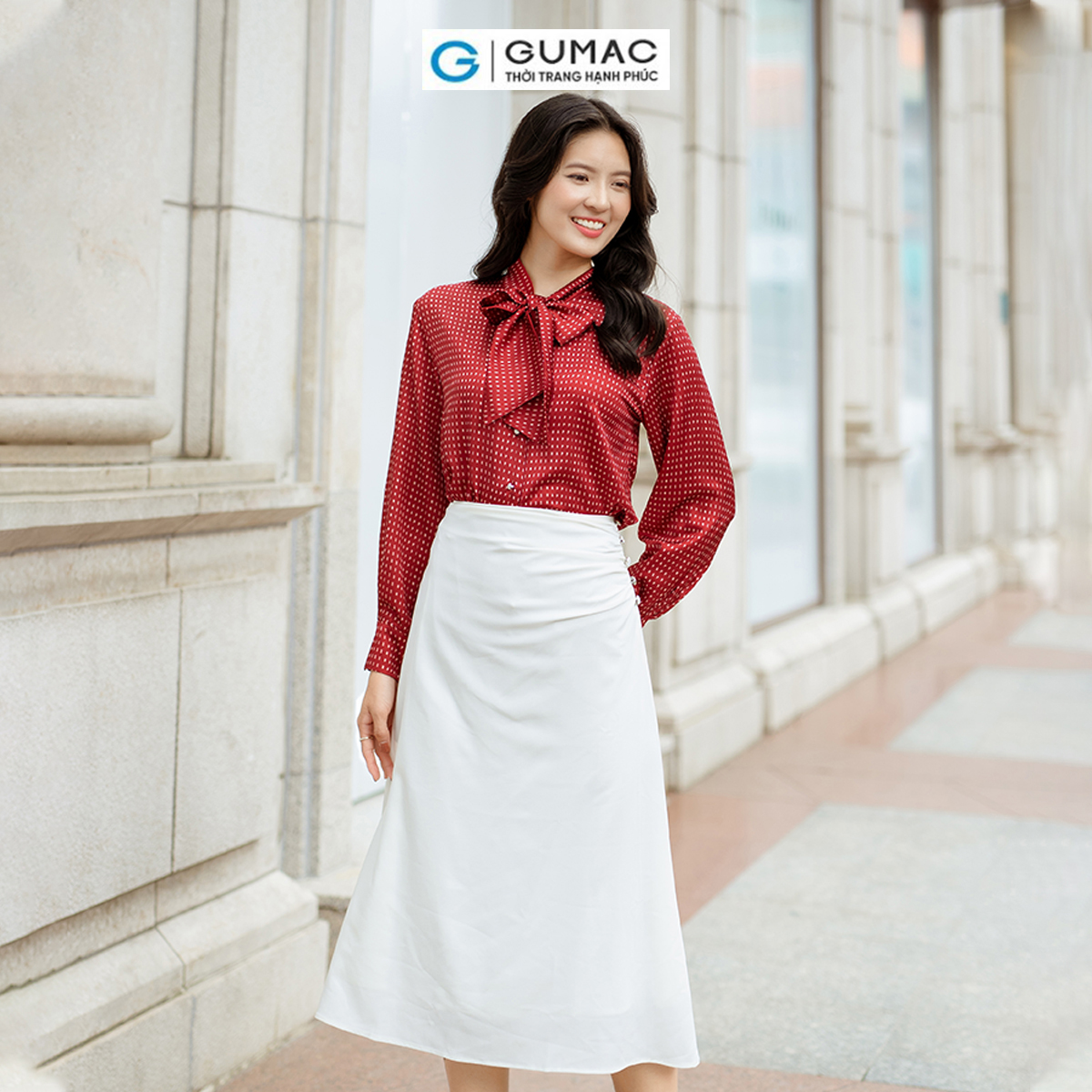 Chân váy A nhún sườn thời thượng sang trọng thời trang GUMAC VD06034