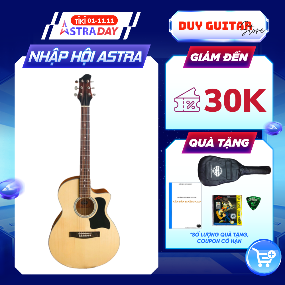 Đàn Guitar Acoustic DVE70 - Màu Gỗ