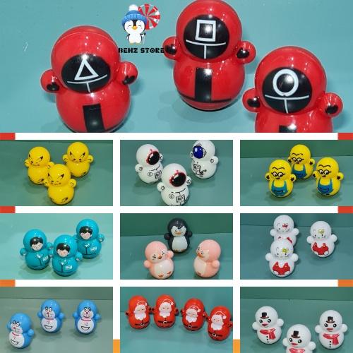 Lật đật đồ chơi mini dễ thương squid game, doremon, minion,pikachu,ông già noel, thần tài tết, chim cánh cụt BENZ STORE