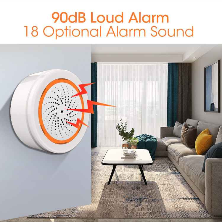 Chuông báo động kiêm cảm biến nhiệt độ, độ ẩm Wifi/ Zigbee Tuya 3 in 1