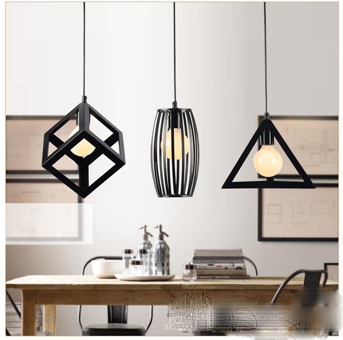 Combo 3 đèn thả khối trang trí đẹp mắt tặng kèm 3 bóng LED chuyên dụng BRITISH LIGHT