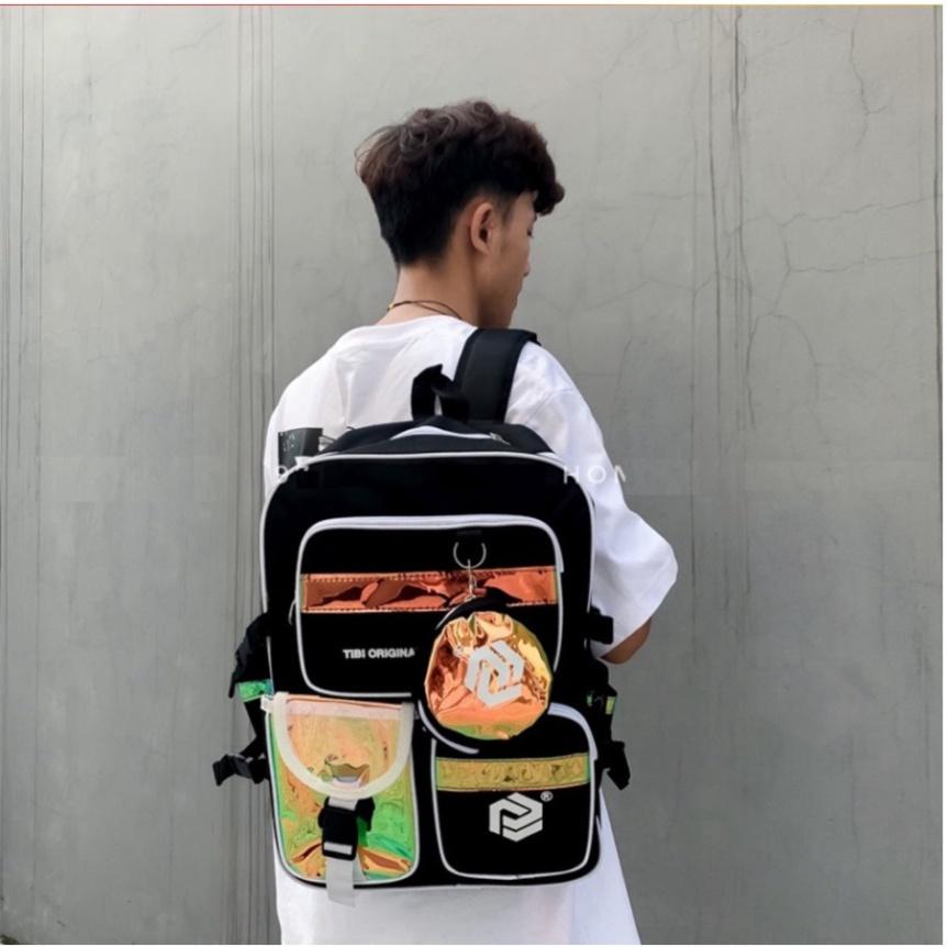 BALO nam nữ ba lô cặp đi học thời trang TIBI ULZZANG BASIC đi học HOLOGRAM Đen và Trắng | thegioibalo