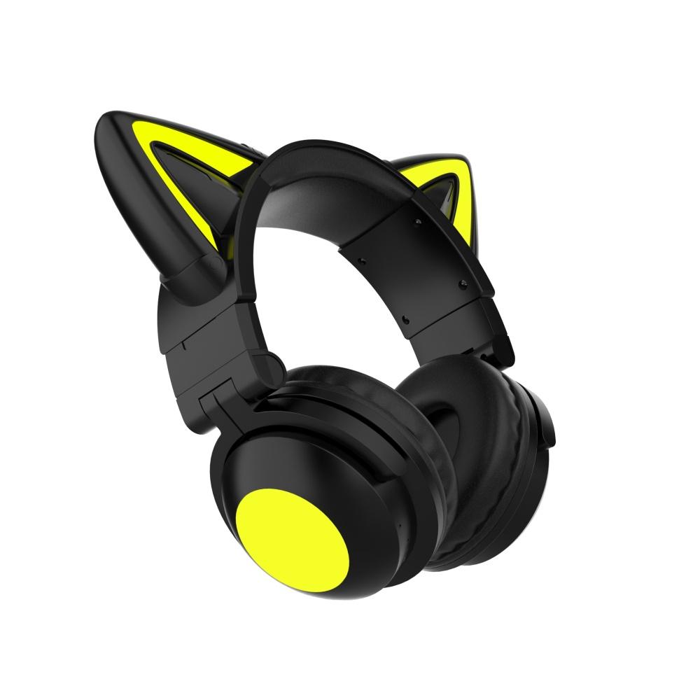 Tai Nghe Tai Mèo Tai Nghe Không Dây Đèn Led Lên Bluetooth Gập Tai Nghe Trên Tai Micro