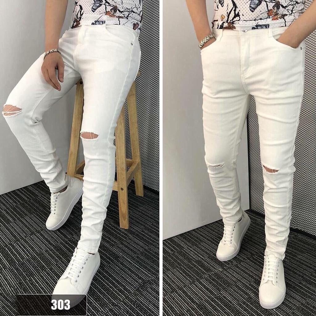 Quần Bò Nam quần jean nam cao cấp chất jean co dãn màu trắng lịch lãm - mã XNT02