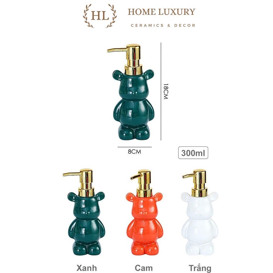 GẤU BEARBRICK CÓ VÒI DẠNG NHẤN DÙNG CHO PHÒNG TĂM CHẤT LIỆU SỨ BÁT TRÀNG ĐỰNG DẦU GỘI - SỮA TẮM - NƯỚC RỬA TAY