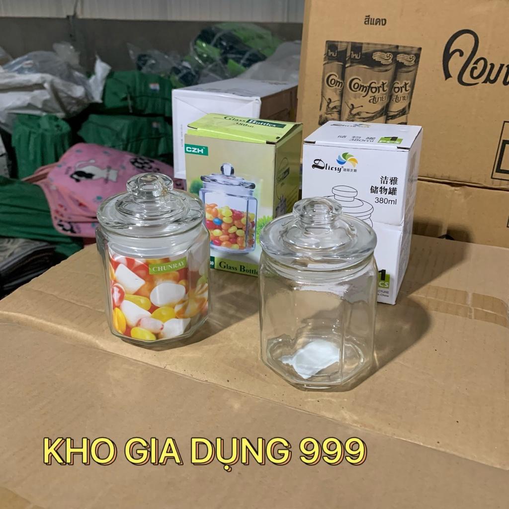 HŨ THỦY TINH ĐA NĂNG 380ml có thể đựng gia vị cũng có thể đựng đồ trang trí