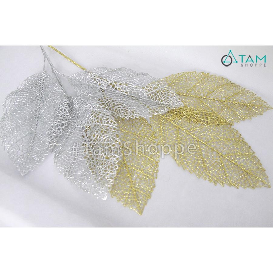 Cành xương lá anh đào phủ kim tuyến CHG-120