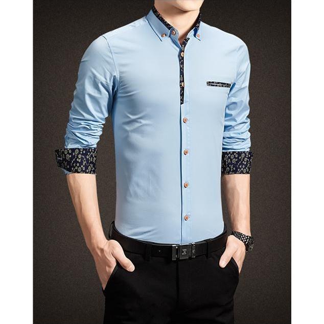 Áo sơ mi công sở viển cổ và tay, hàng nhập Quảng Châu + Tặng kèm ví da nam