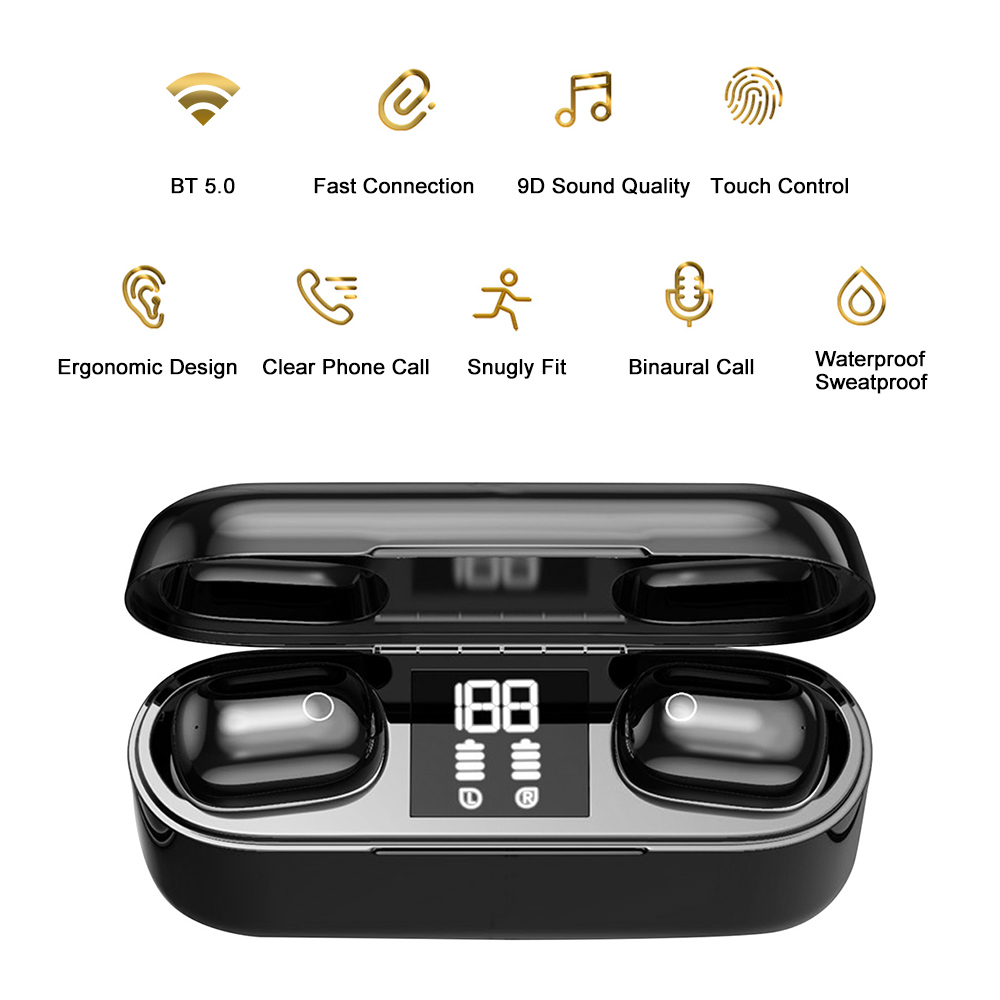 Tai Nghe Thể Thao Nhét Tai Không Dây Bluetooth 5.0 Chống Nước Điều Khiển Cảm Ứng