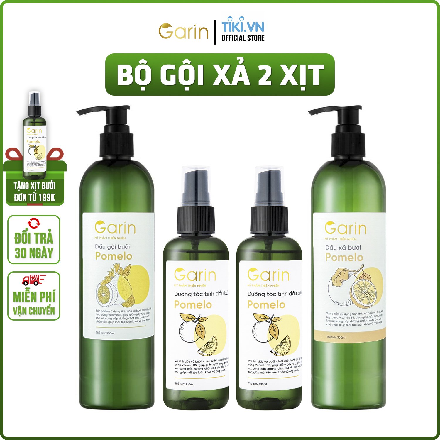 Liệu trình 1 dầu gội 1 dầu xả 2 xịt tinh dầu bưởi kích mọc tóc pomelo EMER giải pháp chăm sóc tóc toàn diện