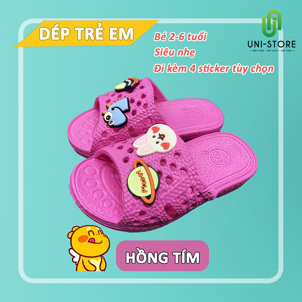 Dép tổ ong cho Bé (2 - 6 tuổi) kèm Sticker dễ thương vật liệu EVA cao cấp thân thiện môi trường, siêu bền, siêu nhẹ, chống trơn trượt