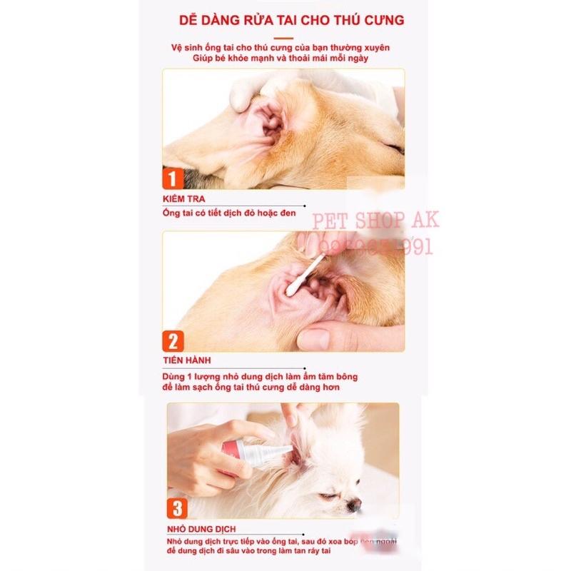 Dung dịch vệ sinh tai mắt chó mèo tránh thối tai khử mùi hôi tai định kỳ