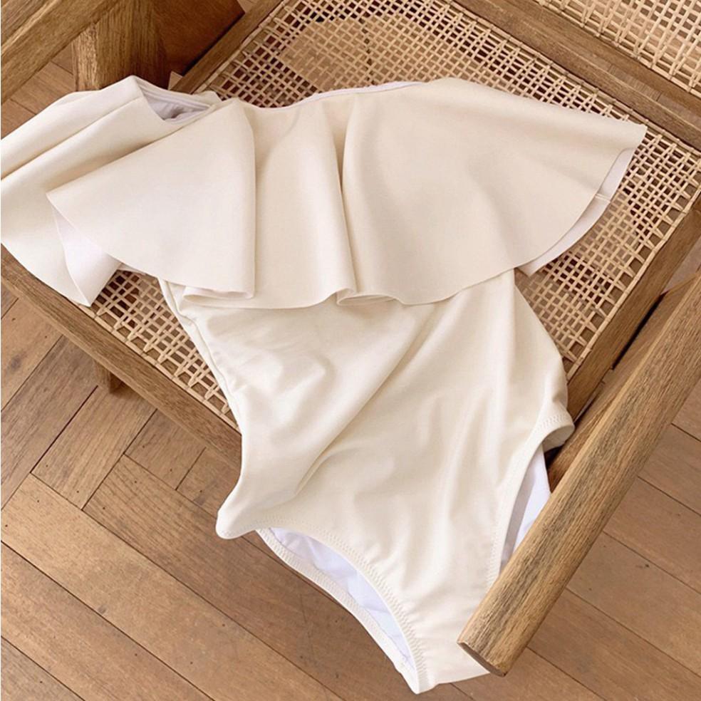 Bikini Đồ Bơi Hàn Quốc Cao Cấp Một Mảnh Lệch Vai Sang Chảnh Dày Dặn Co Giãn 4 Chiều Che Khuyết Điểm Tôn Dáng