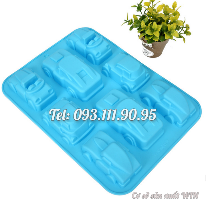 Khuôn silicon làm bánh, rau câu, socola 8 chiếc xe hơi – Mã số 1386