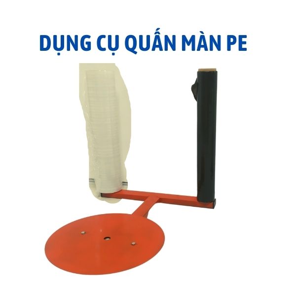 Dụng cụ quấn màn pe, dạng 2 lõi, bàn xoay giúp đóng gói hàng hóa nhanh chóng nhẹ nhàng. Chịu tải 70kg