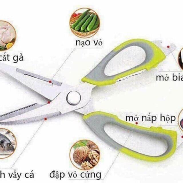 Kéo cắt thịt gà cán xanh đa chức năng
