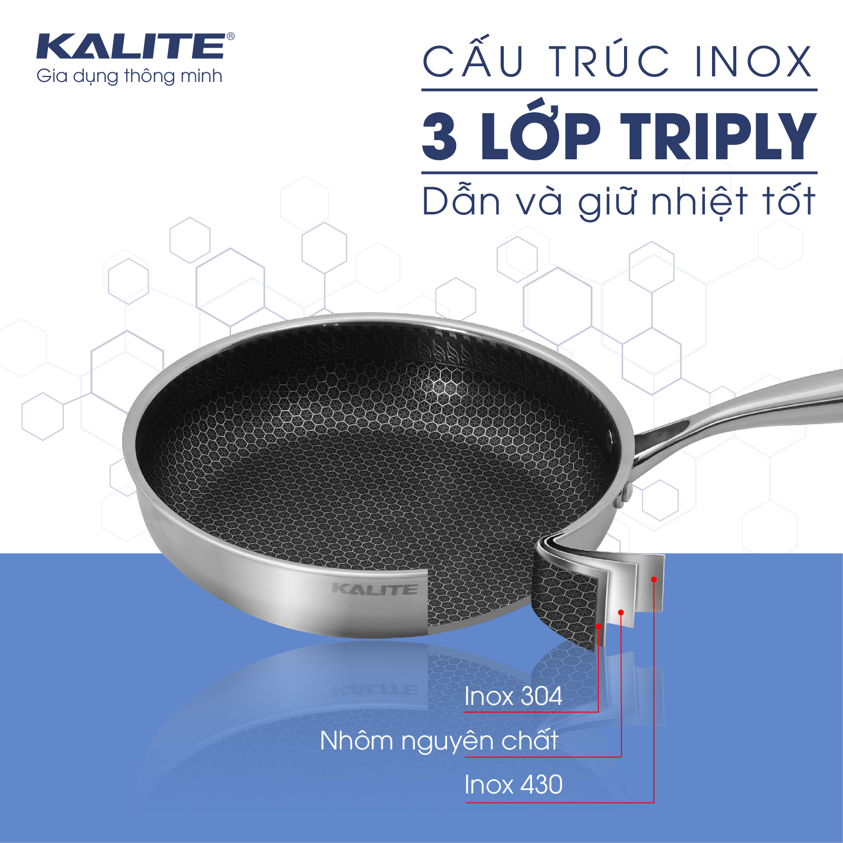 Chảo inox kèm vung cao cấp Kalite KL 326, đường kính 26cm, chất liệu inox 304 cao cấp - Hàng chính hãng