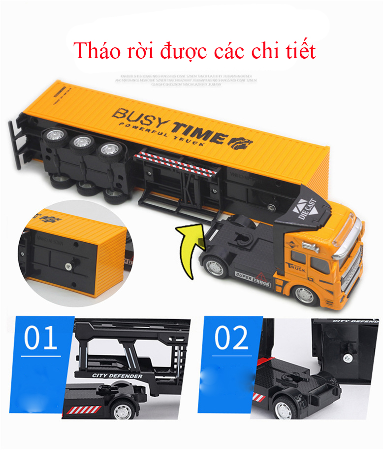 Xe mô hình đầu kéo container vận chuyển KAVY NO.8807 đầu hợp kim tỷ lệ 1:48 - nhiều màu