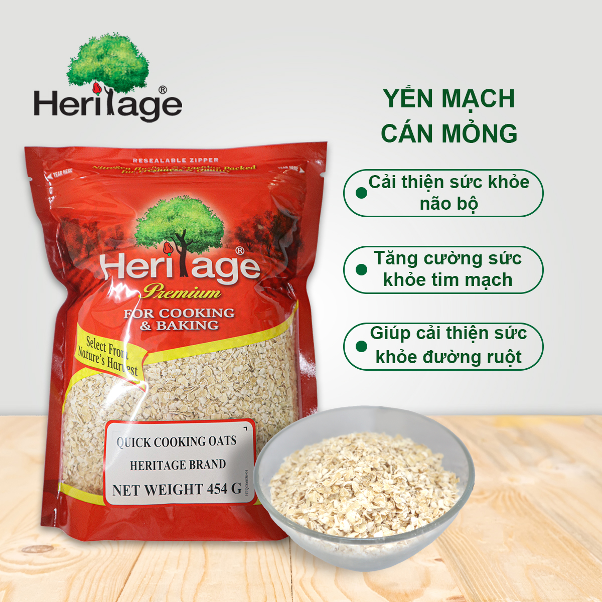 YẾN MẠCH CÁN MỎNG  HERITAGE  GÓI 454G