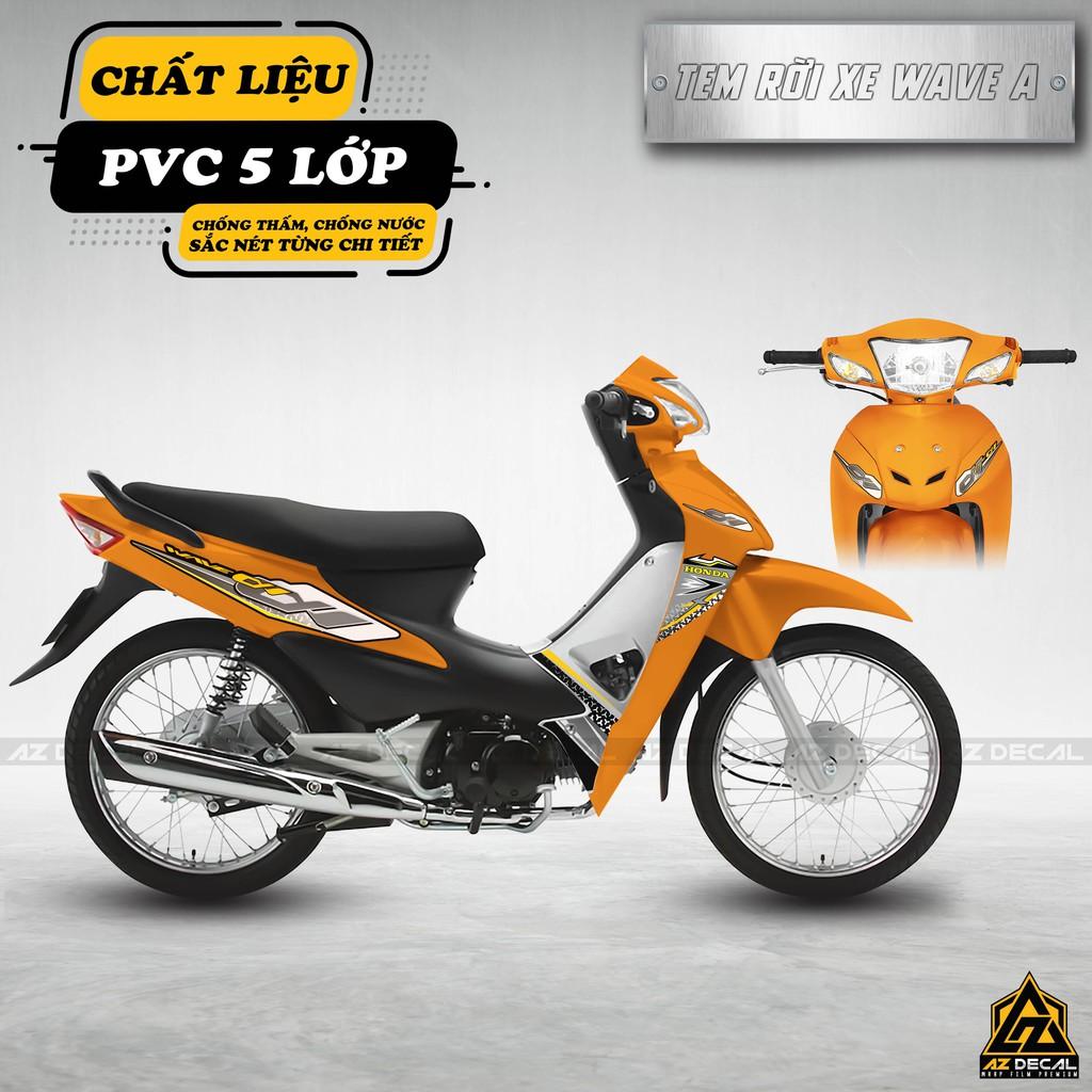 Tem Rời Xe Wave A Pattern Vàng Xám | WA05 | Decal Chế Dán Wave Alpha 110 100 Cao Cấp Chống Bay Màu, Chống Nước - 2017 - 2021